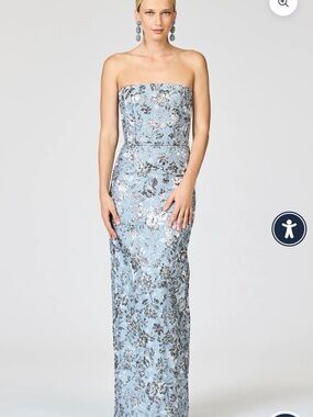 METALLIC CLOQUE SOPHIA GOWN - PEWTER GARDENS
